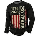 thumbnail image 5 of 250Th Anniversary Usa Shirt Anniversary Graphic T Shirt Commemorative Print Casual Long Sleeve Mens Graphic Tees Black XXXL, 5 of 5
