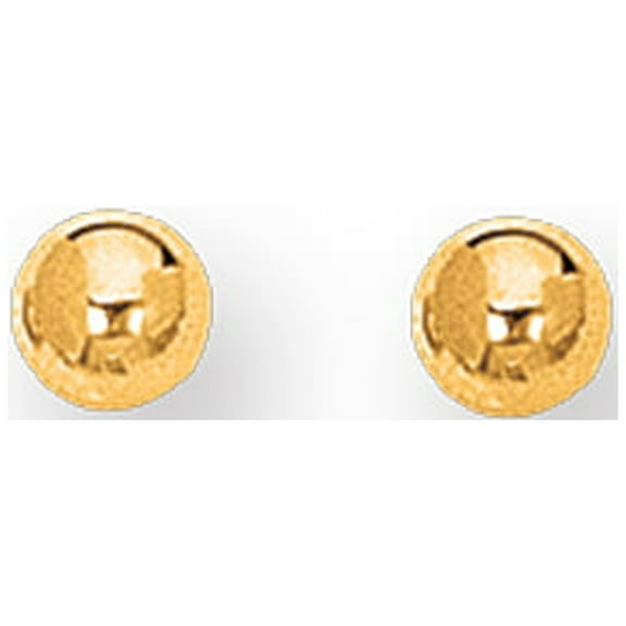 10K Yellow Gold 5mm Shiny Ed Ball Stud Earrings by IcedTime