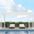 thumbnail image 2 of PURPLE LEAF Outdoor Louvered Pergola 12'x16' Aluminum Gazebo Modern White Patio Metal Pergola with Adjustable Rainproof Hardtop for Garden Lawns Yard, 2 of 7