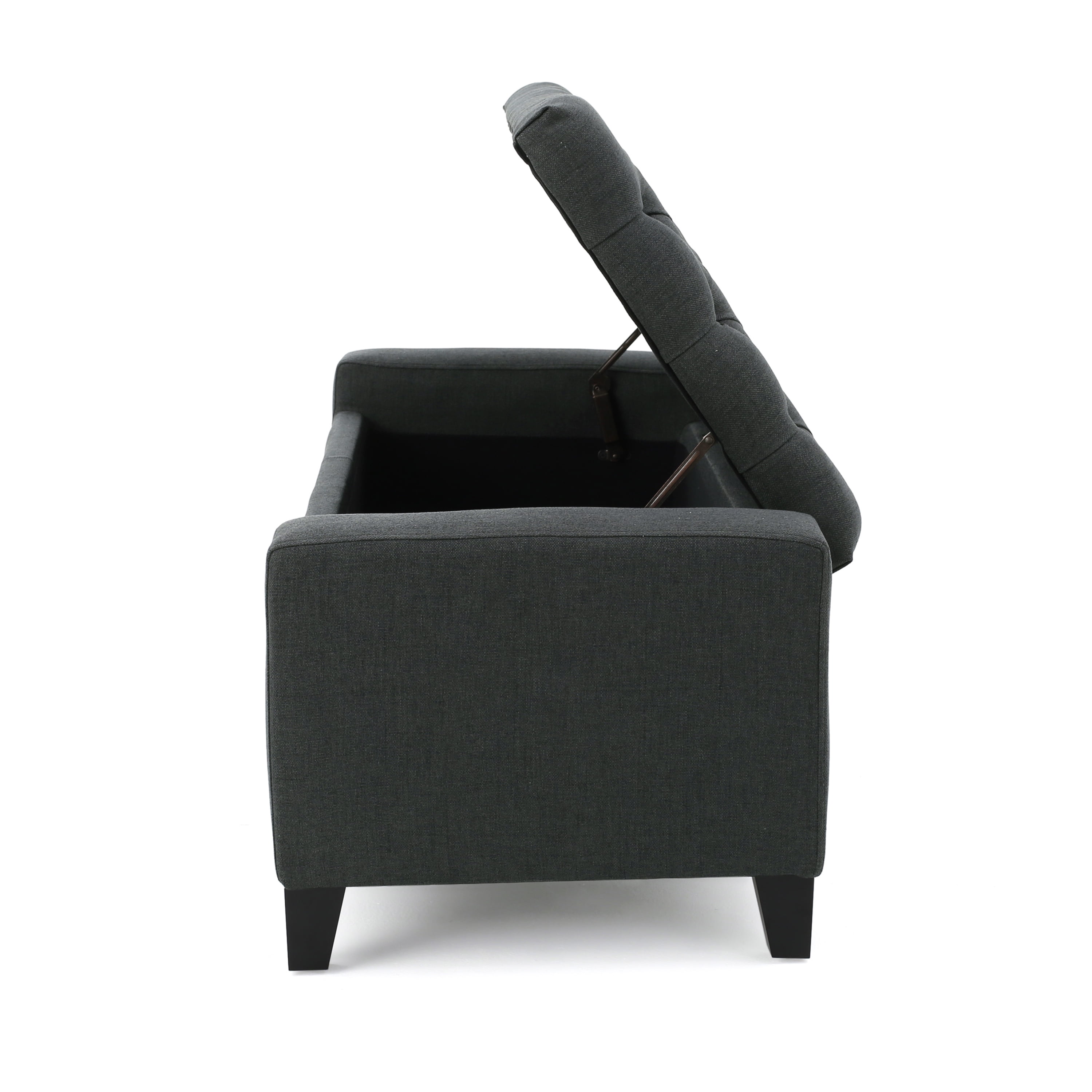 Noble House Hannah Dark Grey Fabric Storage Ottoman