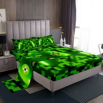 Erosebridal Video Game Sheet Set Twin,Green Yellow Bedding Sets Twin Size,Teen Bedroom Decor,3pcs