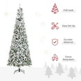 thumbnail image 4 of HOMCOM 9 Ft Snow Flocked Pencil Artificial Christmas Tree, Auto Open, 4 of 10