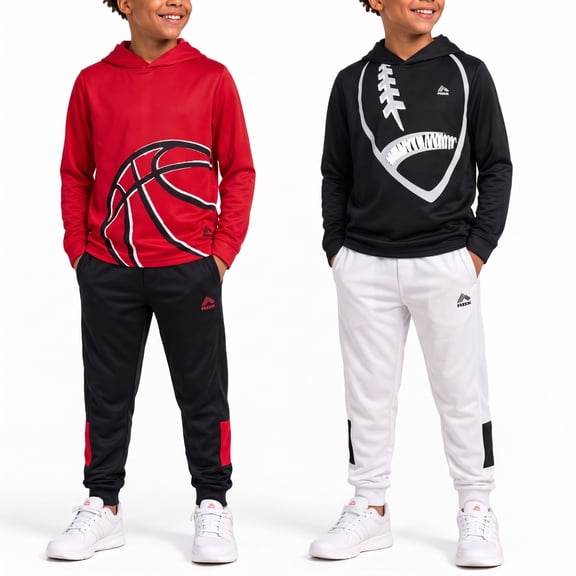 RBX Boys' Jogger Set - 4-Piece Thermal Sports Hoodie and Tricot Joggers (Size: 4-12)