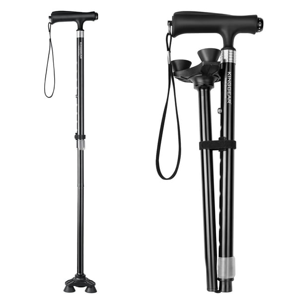 KINGGEAR Walking Cane for Women and Men with LED Light and Swivel Base ...