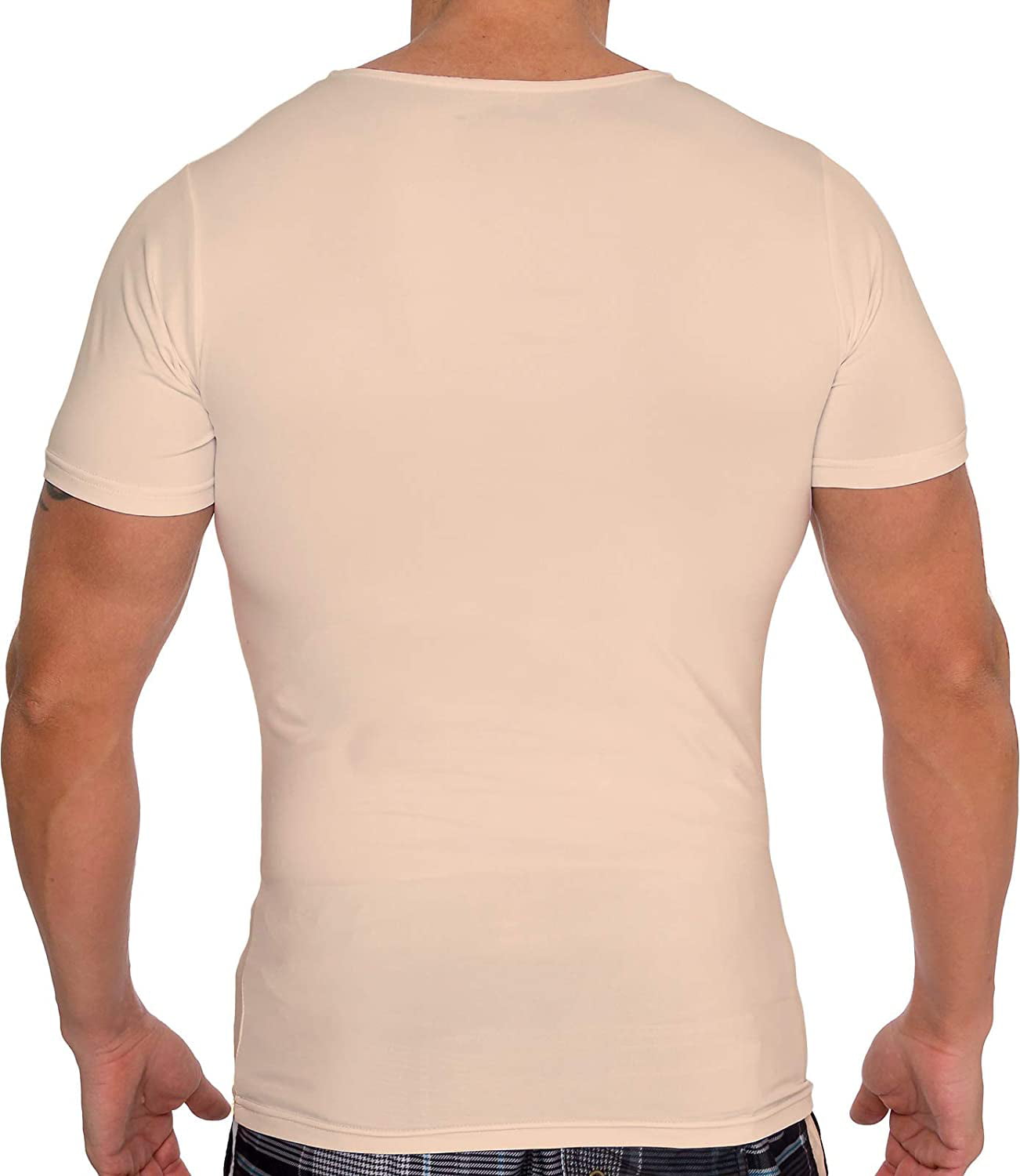 Short Sleeve Body Shaper T-Shirt for Weight Loss LISH Mens Slimming Light Compression Crew Neck Shirt 
