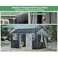 thumbnail image 5 of Jocisland 12x10.3x8.2 ft Galvanized Steel Outdoor Storage Shed with Two 4-Pane Windows Lockable Door, Nordic Cottage Shed for Backyard, Garden, Patio, Dark Grey/White, 5 of 8