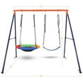thumbnail image 3 of Bingirl 32 Inch Saucer Swing with Stand for Kids Outdoor, 440lbs Saucer Swing Set with Heavy-Duty Metal A-Frame and Adjustable Ropes, Round Swing Sets, 3 of 7