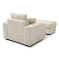 thumbnail image 6 of Aukfa 43 inch Corduroy Chaise w/ 2 Cupholders, Storage Ottoman, Plush Chair Bed, 3 Pillows, Cream, 6 of 9