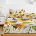 thumbnail image 6 of Twin Sze Fitted Sheet Set - Sunflower Farmhouse 2 Piece Bedding Sets 16" Deep Pocket Fitted Sheet with 1 Pillowcase, Spring Summer Retro Floral Butterflies Brushed Microfiber Hotel Luxury Bed Sheets, 6 of 9