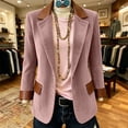 thumbnail image 2 of Zivyakyron Long Sleeve Womens Blazers Dressy Fall Corduroy Women Jacket Button Loose Solid Work Outerwear Pink S, 2 of 10