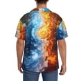 thumbnail image 3 of Sikiie Red And Blue Flame Waves Men's Wrinkle Free Untucked Cuban Shirt Business Casual Button Down Shirts Short Sleeve ShirtMedium, 3 of 5