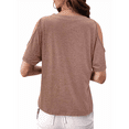 thumbnail image 3 of Blusas con Hombros Descubiertos para Mujer, Grandes, Cuello en V, Corta, Ropa de Verano, Túnicas con Botones, Color Caqui, Talla 5XL, 3 of 7