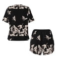 thumbnail image 5 of Picia Japanese White Crane Pajamas Sets for Women Soft Short-Sleeved Pjs with Lounge Shorts Two Piece Sleepwear-Medium, 5 of 9