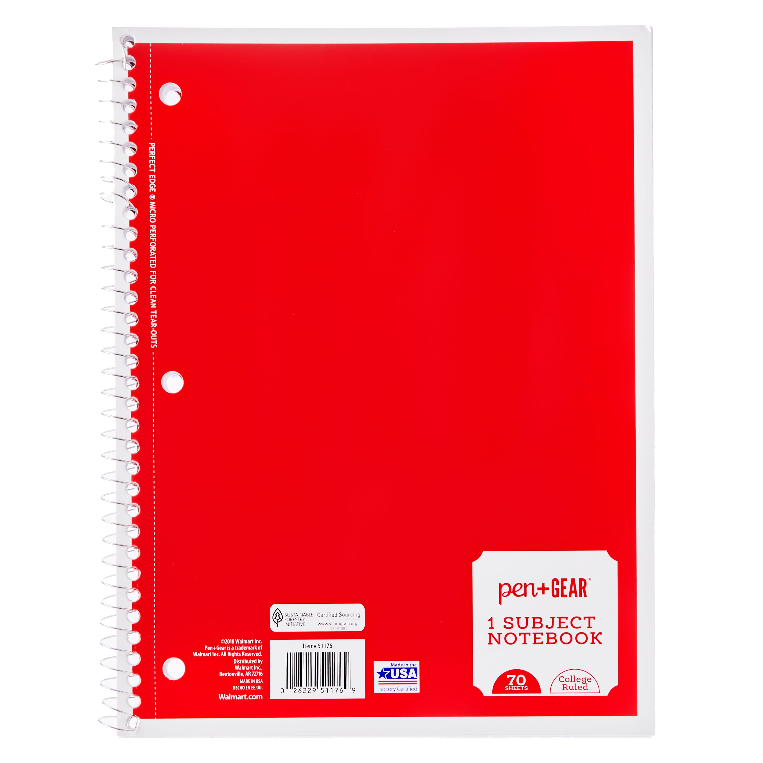 1 Subject Spiral Notebooks College Ruled Paper 70 Pack of 6 Assorted Colors 