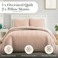 thumbnail image 2 of Southshore Fine Linens Oversized Quilt Bedding Set lightweight, prewash fabric soft coverlet bedspread 3-Piece with two matching shams (98 in wide x 98 in long), Chevron Rose Dust, Full / Queen, 2 of 9