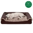 thumbnail image 3 of FurHaven Pet Products Two-Tone Faux Fur & Suede Cooling Gel Memory Foam Sofa-Style Pet Bed for Dogs & Cats - Espresso, Medium, 3 of 13