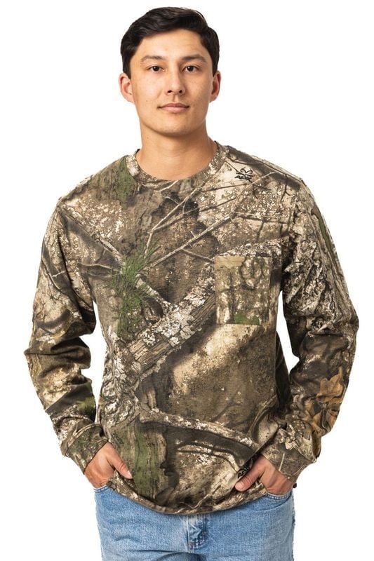 Realtree Men’s Long Sleeve Cotton Shirt, APX Camo, Soft 100% Cotton, Relaxed Fit, Hunting & Casual Wear | Size S