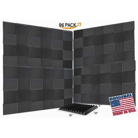96 Pack Acoustic Panels Studio Soundproofing Foam Wedges 2" X 12" X 12" ( 8 Peak)