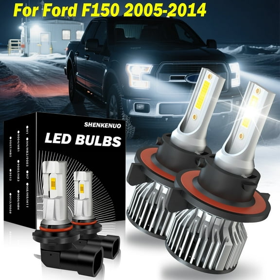 LED Headlight Bulbs Compatible With Ford F150 2005-2014,H13/9008 LED Headlights High and Low Beam   9140/9145 LED Fog Lights Combo,6000K White,Plug and Play,Pack of 4