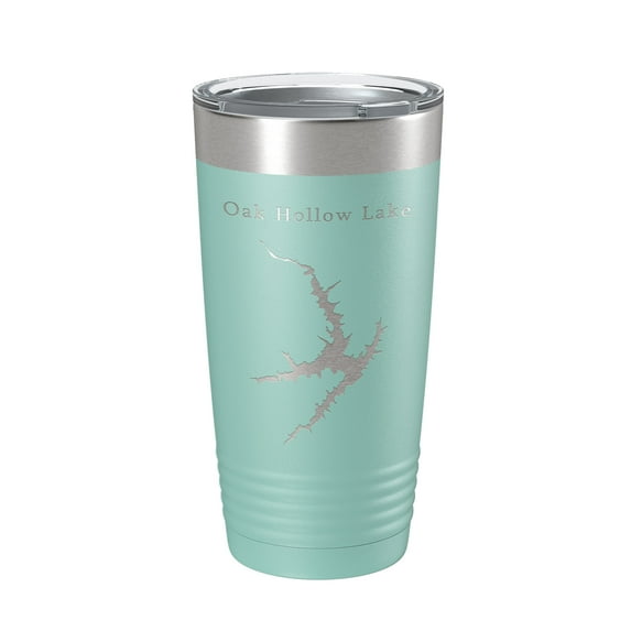 Oak Hollow Lake Map Tumbler Travel Mug Insulated Laser Engraved Coffee Cup High Point North Carolina 20 oz Teal