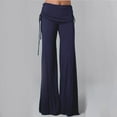 thumbnail image 5 of Amtdh Women's Solid Color Pants Flowy Beach Long Palazzo Pants Lounge Trousers Going out Pants Comfy Jogging Work Casual Lightweight Pants Lady Navy XXL, 5 of 6