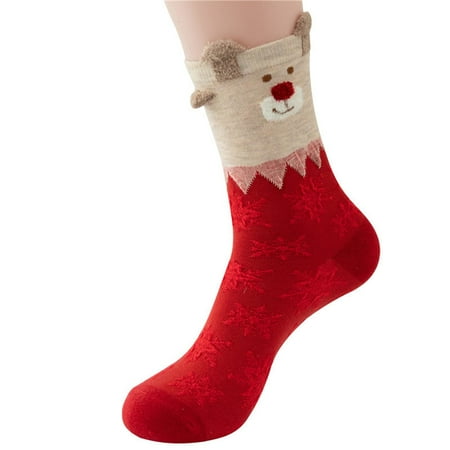

Socks For Women Warm Christmas Fashion Windproof Printing Mid Tube Socks Long Tube Cotton