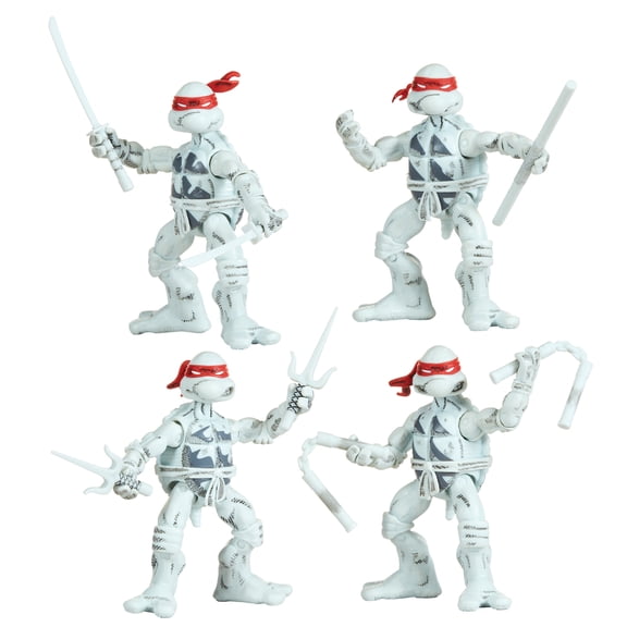 Teenage Mutant Ninja Turtles 4 pack SIOC with Black and White Comic Book Series Turtles by Playmates Toys