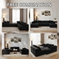 thumbnail image 6 of SOULART 130" Black U L-Shaped Modular Sectional Couch, U-Shaped Sofa with Chaise Lounge, Striped Corduroy Upholstered 4-Seater Sofa with Pillow Back and Square Arms, 6 of 12