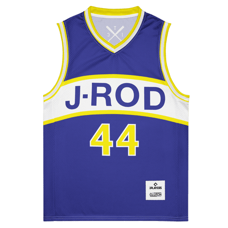 In The Clutch J-Rod Julio Rodriguez Basketball Jersey, Unisex Seattle Baseball, Blue and Yellow, X-Large