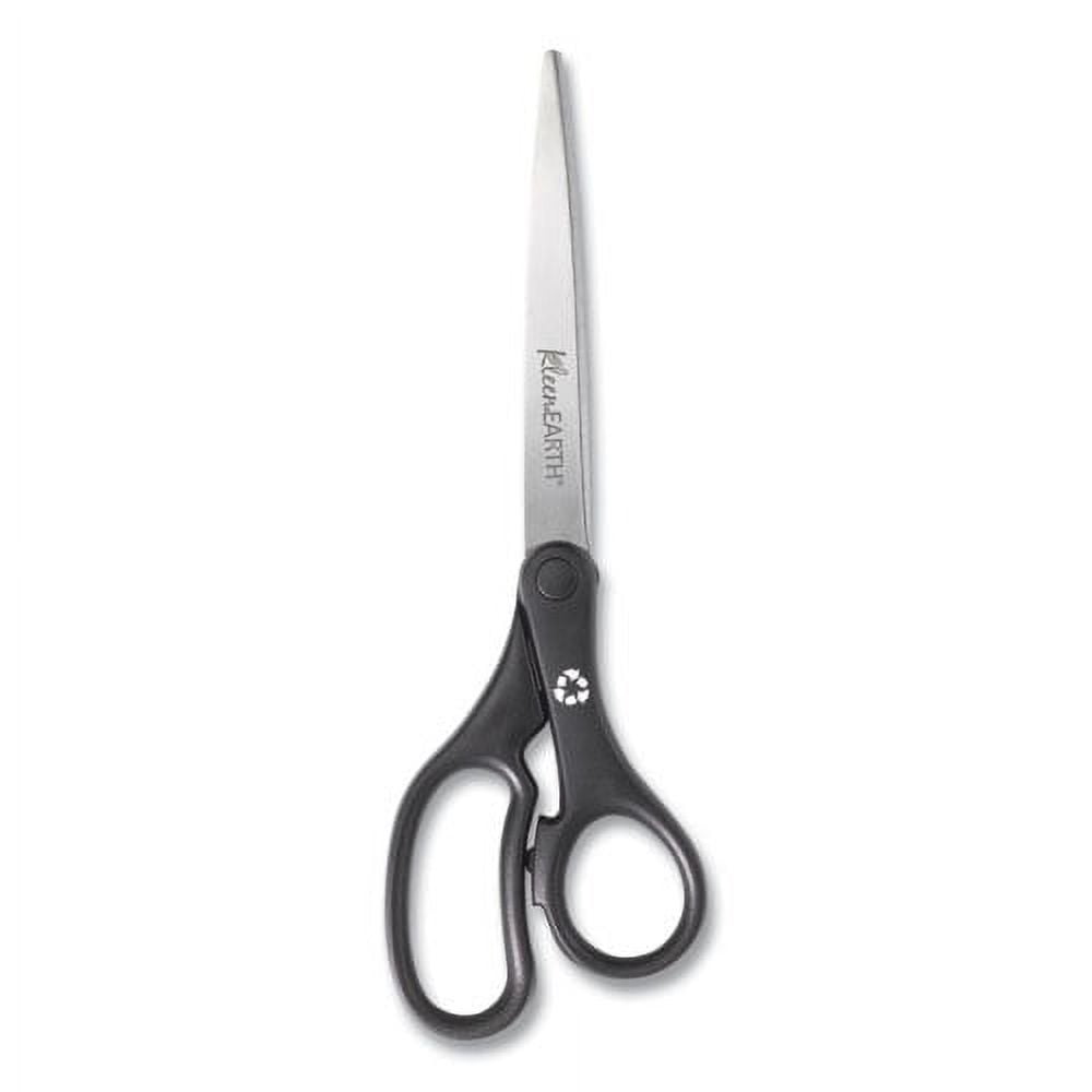 Kleenearth Basic Plastic Handle Scissors, 9" Long, 4.25" Cut Length, Black Straight Handle | Bundle of 10 Each