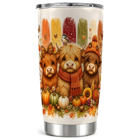Highland Cow Tumbler 20oz, Autumn Tumbler, Stainless Steel Travel Cup