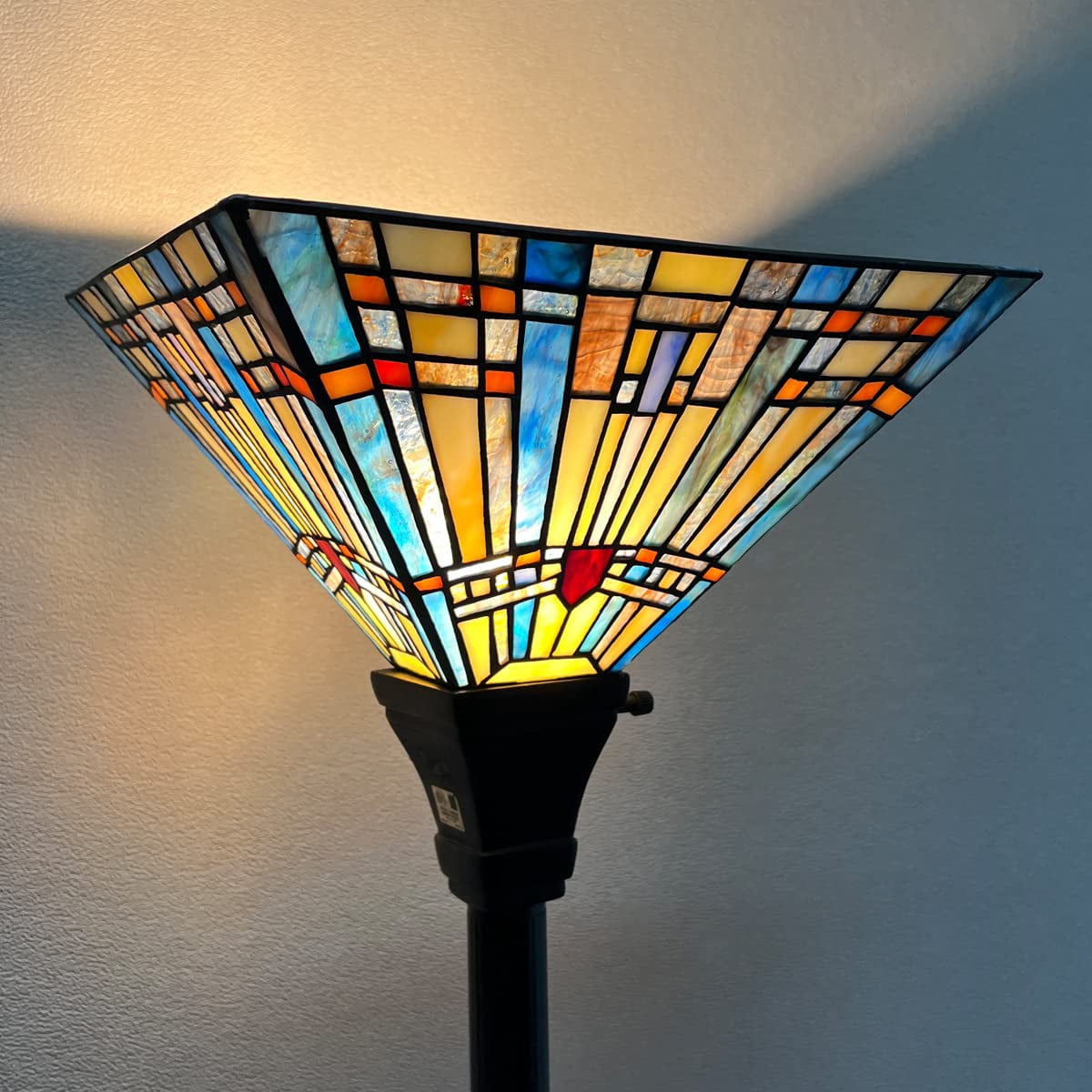 Tiffany Torchiere Floor Lamp,Stained Glass Lamp Shade