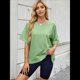 thumbnail image 4 of Camisetas de Gran Tamaño para Mujer, Cuello Redondo, Corta, Blusas Casuales de Verano, Blusas Holgadas de Corte Alto Verde S, 4 of 10
