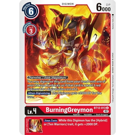 Digimon Across Time Uncommon BurningGreymon BT12-013
