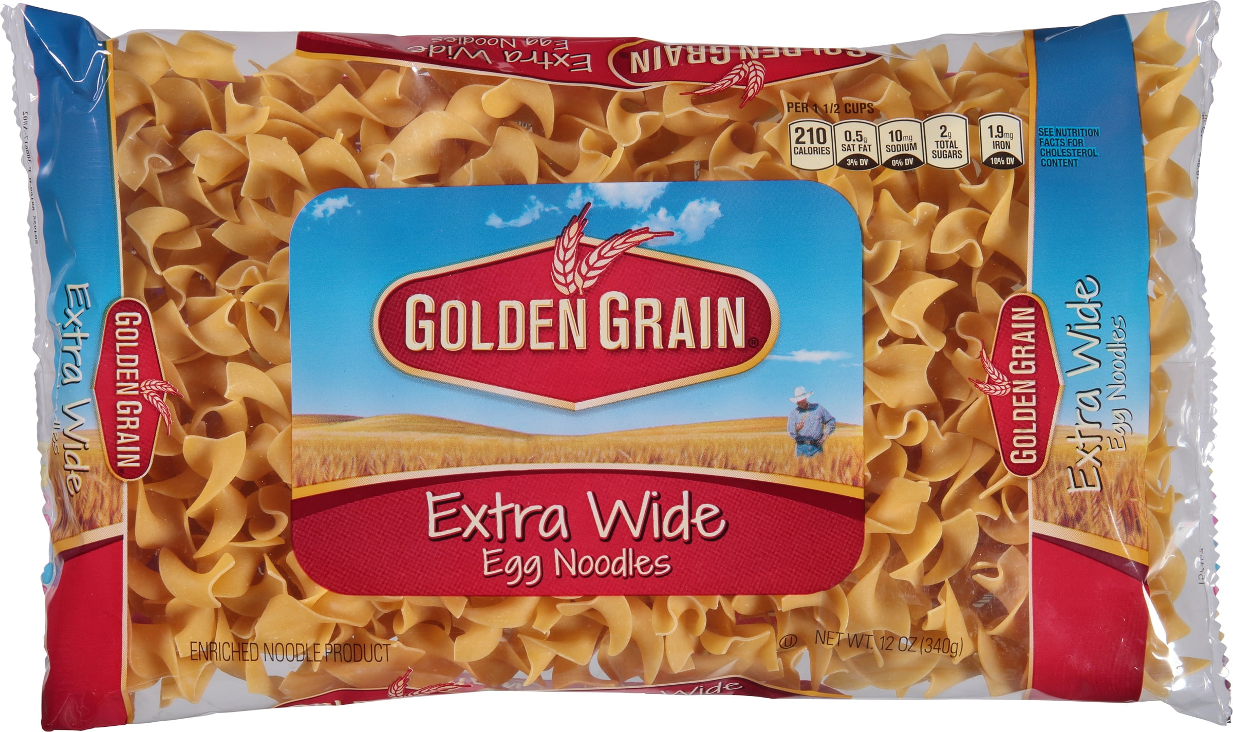 Golden Grain Extra Wide Egg Noodle Pasta, Soft Texture, 12-Pack, 10.5 lbs - Ideal for Rich Sauces & Comfort Meals