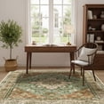 thumbnail image 2 of KoshiMe Washable Area Rug 5'x7', Non-Slip Soft Vintage Distress Floral Rugs for Living Room, Stain Resistant Low Pile Medallion Carpet for Dining Room Office, Brick Red Green, 2 of 9