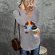 thumbnail image 3 of Sudadera de mujer con cuello en V y manga larga, ajuste holgado, estampado de árbol de coco, jersey informal, Top gris XL, 3 of 6