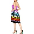 thumbnail image 3 of HAPPY BAY Women's Summer Boho Beach Backless Smocked Mini Flowy Dress Tube Top Strapless Dresses for Women One Size Berry, Palm Tree View, 3 of 3