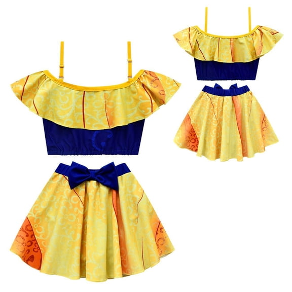 Girls Two Piece Swimsuit Princess Bikini Set Toddle Kids Ruffles Bathing Suit Role Play Swimwear