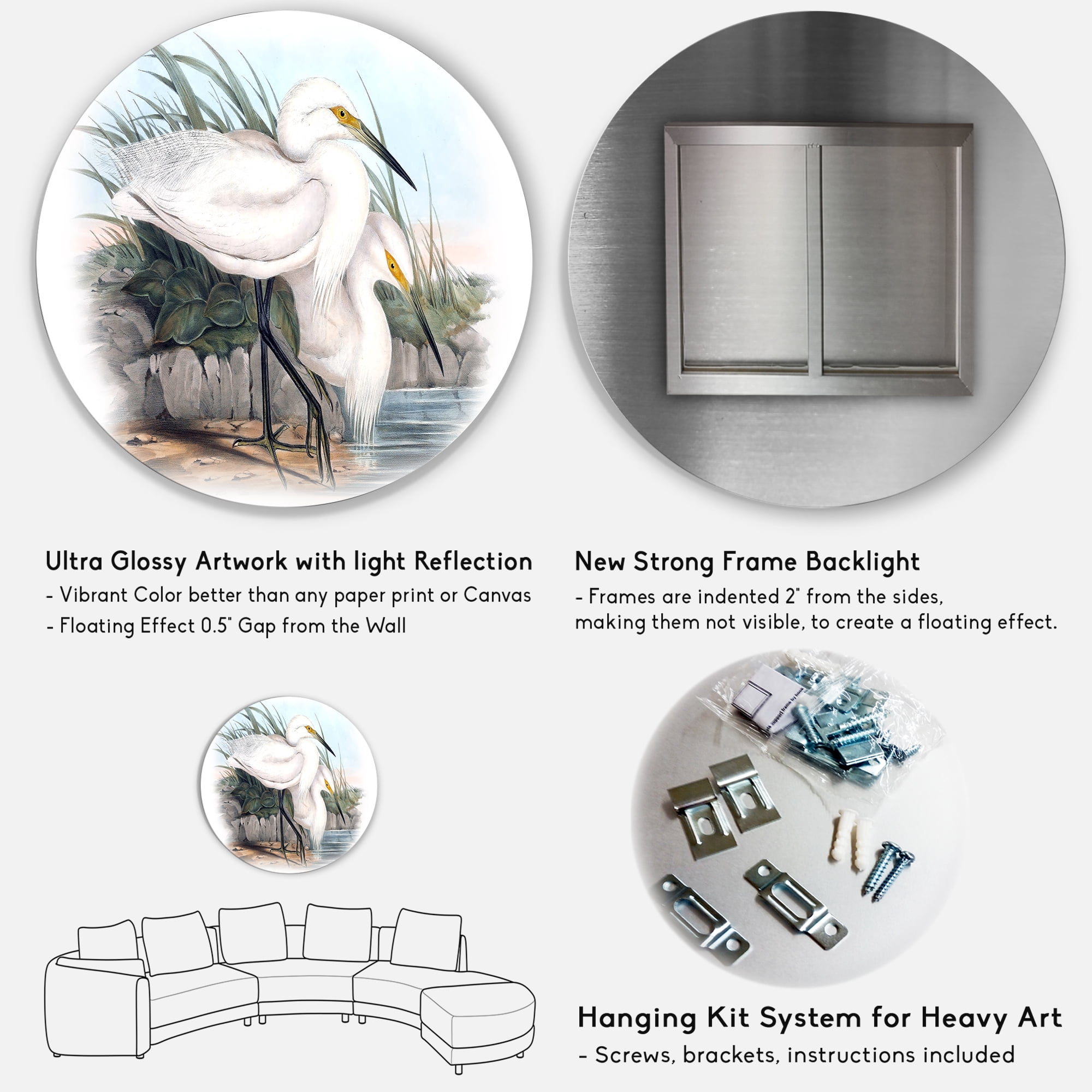 Designart 'Ancient Bird Life I' Traditional Circle Metal Wall Art 11x11 - Disc of 11