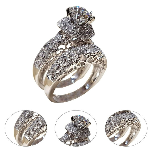 Vintage Gold & Silver Cocktail Statement Ring - Oval Cubic Zirconia Luxury Party Jewelry For Women