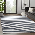 thumbnail image 2 of Abani Nuevo Collection Mid Century Modern Cream Charcoal Diagonal Lines 4' x 6' Area Rug, 2 of 6