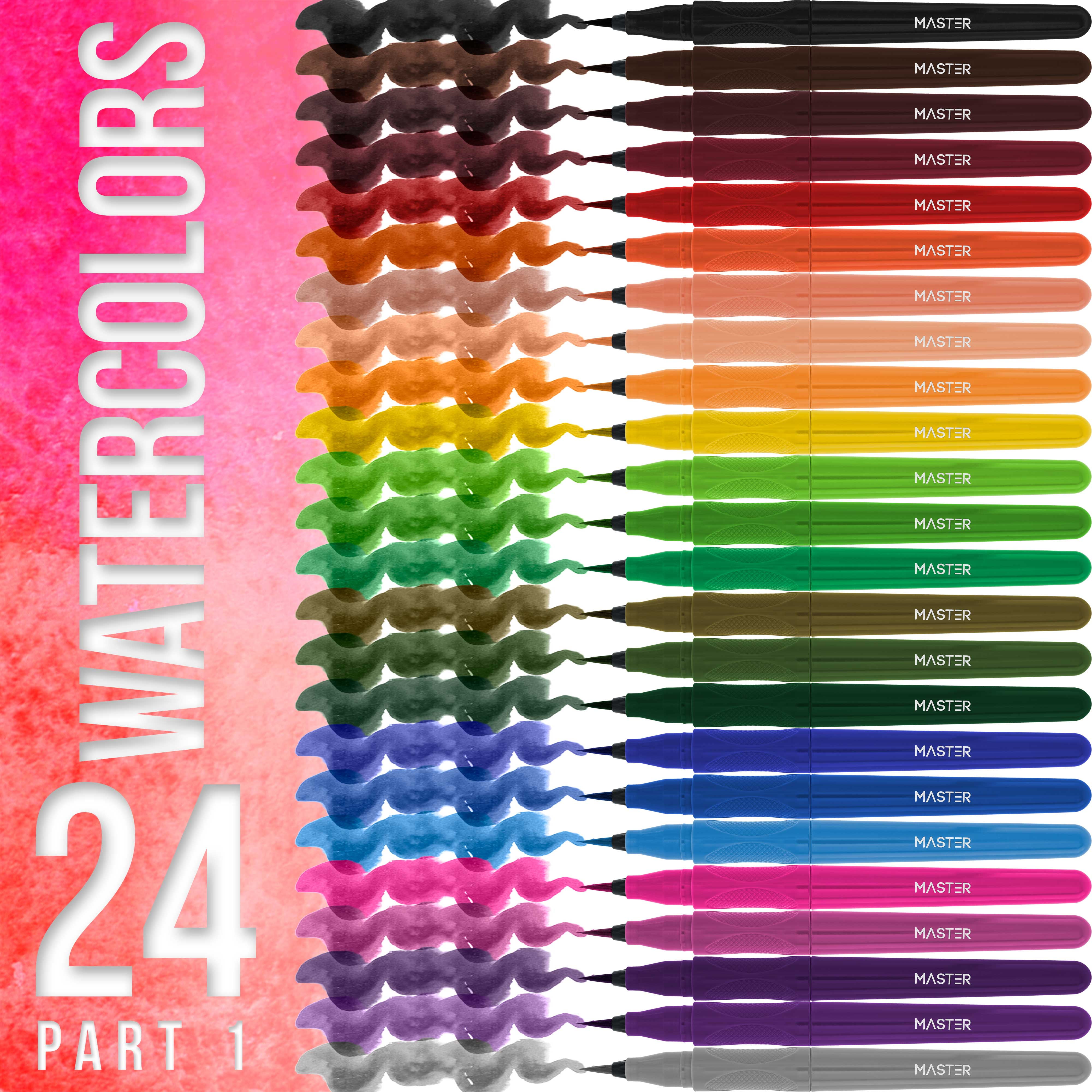 Watercolor Markers for Drawing, Felt-Tip Brush Pen, sets of 20/24/48/72  Colors