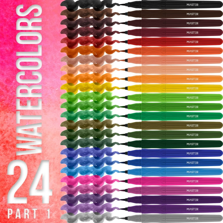 Vacnite Watercolor Brush Pens, Set of 48 Colors Watercolor Markers and 2 Water  Pens, Flexible Real Brush Tips, Paint Pens for Artists, Beginners, Adults  and Kid…