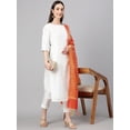 thumbnail image 3 of Janasya Indian Women's Off White Crepe Silk Solid Kurta with Pant and Dupatta, 3 of 9