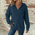 thumbnail image 2 of LEBONYARD Women's Trendy Zipper Hooded Drawstring Solid Colored Pocket Jacket Casual Long Sleeve Loose Warm Fit Fashion Ladies Outwear Jacket, 2 of 9