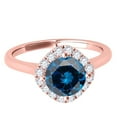 thumbnail image 2 of Aonejewelry 0.75 Ctw. Glitzy Halo Blue Diamond Wedding Engagement Ring In 14K Rose Gold, 2 of 4