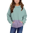 thumbnail image 2 of Swuxness Toddler Long Sleeve Sweatshirts, Toddler Fall Tops, Kids Solid Color Hooded Pullover Comfortable Sweatshirt with Pocket for Boys and Girls Green, 13-14 Years, 2 of 4