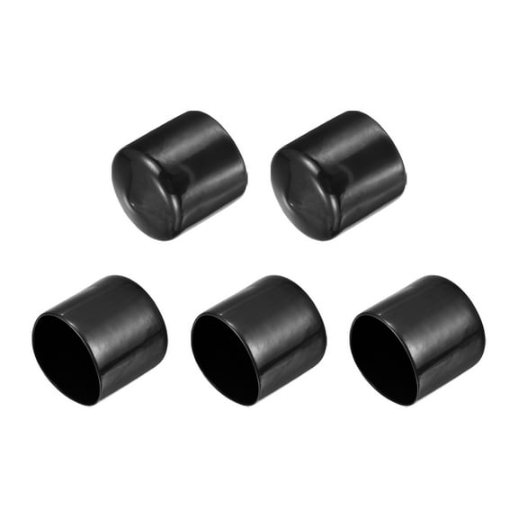 Uxcell 5Pcs Rubber End Caps 1 3/4"(45mm) ID Vinyl Round Tube Bolt Cap Cover Black