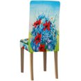 thumbnail image 4 of Funda Protectora de asiento ABPHQTO con Flores Azules y Rojas Juego de 4 para comedor Hotel Fiesta de bodas, 4 of 4
